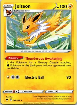 Jolteon 047/185 Rare Vivid Voltage Pokemon Cosmo Holo Near Mint - Image 1