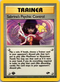 Sabrina's Psychic Control 121/132 Uncommon Gym Challenge Pokemon 1st Edition NM - Image 1