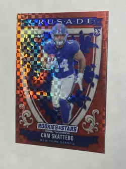 2025 Panini Rookies & Stars - Crusade Cam Skattebo #21 Red Plaid (RC) Giants SP - Image 1