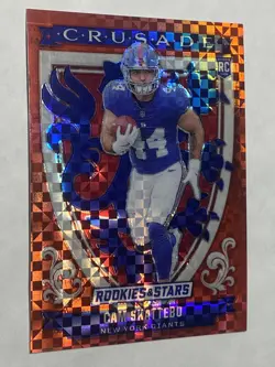 2025 Panini Rookies & Stars - Crusade Cam Skattebo #21 Red Plaid (RC) Giants SP - Image 2