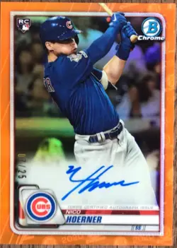 2020 Bowman Chrome Nico Hoerner Orange Refractor Rookie Autograph Cubs RC SP /25 - Image 1