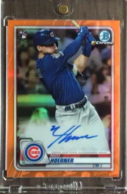 2020 Bowman Chrome Nico Hoerner Orange Refractor Rookie Autograph Cubs RC SP /25 - Image 2