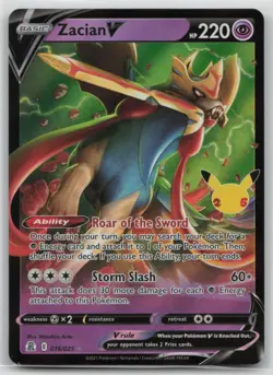 Pokemon Card Zacian V Ultra Rare Celebrations 016/025 NM - Image 1