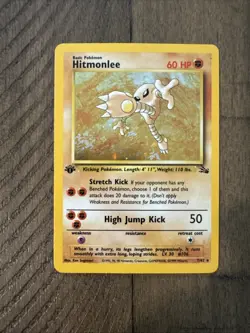 Vintage Pokemon TCG 1st Edition Hitmonlee Fossil Holo Card 7/62 Unlimited Rare - Image 3