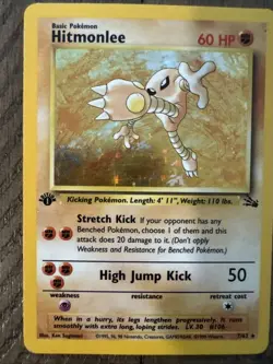Vintage Pokemon TCG 1st Edition Hitmonlee Fossil Holo Card 7/62 Unlimited Rare - Image 5