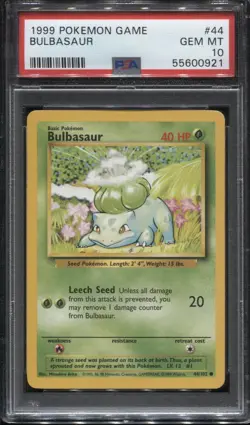 Pokemon Bulbasaur #44 Base Set Unlimited PSA 10 GEM MINT - Image 1