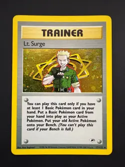 Lt. Surge 17/132 Pokemon Gym Heroes Unlimited Holo Rare Near Mint NM 2000 - Image 1