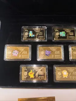 🔥 🔥 Pokemon 7 Piece Gold Dollar Gold Plated Bar Set with Case 🔥 🔥 - Image 3