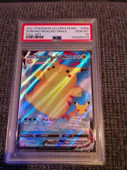 PSA Pokemon Celebrations Surfing Pikachu VMAX PSA 10 - Image 1