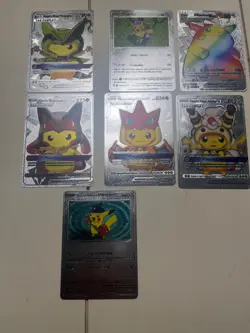 Pikachu Silver Foil 🔥Fan Art 🔥Cards Lot Of 7 Total NM cards - Image 1