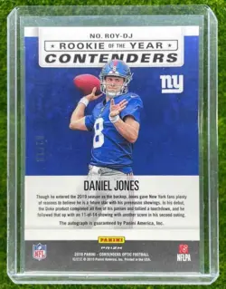 2019 Panini Contenders Optic Daniel Jones Gold /10 Rookie Auto #ROY-DJ Giants RC - Image 2