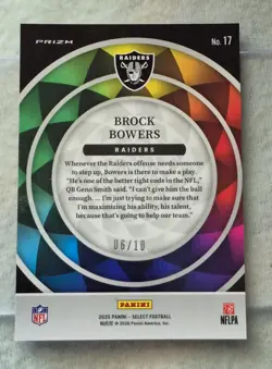 2025 Panini Brock Bowers Color Wheel Gold Prizm /10 #17 - Image 4