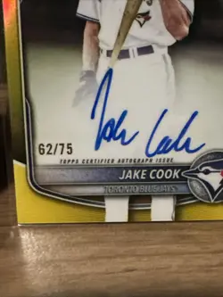 2025 Bowman Chrome Jake Cook Auto Yellow /75 1st Bowman - Image 3