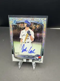 2025 Bowman Draft Jake Cook Chrome Auto Sparkle Refractor 1st #/71 Blue Jays - Image 1