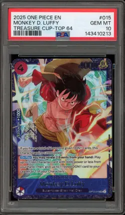 One Piece CCG Monkey.D.Luffy Treasure Cup Top 64 OP12-015 PSA 10 Gem Mint - Image 1
