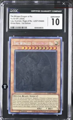 The Winged Dragon of Ra Yugioh 2020 LED7-EN000 Ghost Rare 1st CGC 10 Gem Mint - Image 1