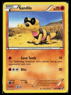 Sandile 63/114 Common Black & White Pokemon Near Mint - Image 1