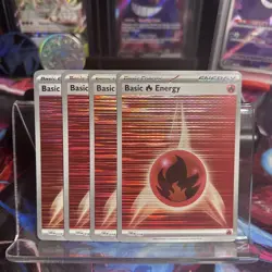 [4x Playset] Fire Energy 019 Sv: Black Flare White Bolt Pokemon TCG HOLO - Image 1