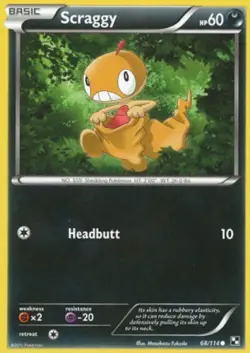 Scraggy - 68/114 - Common - Near Mint - Black and White - Image 1