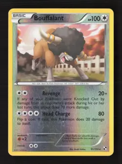 Bouffalant (91) Rare Reverse Holo Black and White 91/114 MP Pokemon TCG - Image 1