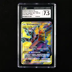 CGC 7.5 NEAR MINT+ 2023 Pokemon CHN Pikachu&Zekrom GX CSM2aC C 165/150 SR - Image 1