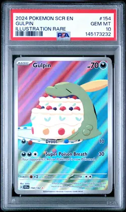 2024 POKEMON SCR EN-STELLAR CROWN ILLUSTRATION RARE #154 GULPIN PSA 10 - Image 1