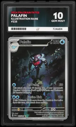 Pokemon TCG Paldean Fates Palafin Illustration Card 225/091 Rare Gem Mint ACE 10 - Image 1