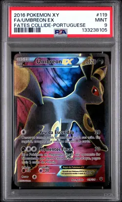 2016 POKEMON XY FATES COLLIDE PORTUGUESE #119 FULL ART/UMBREON EX PSA 9 - Image 1