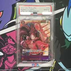 One Piece Card PSA10 Monkey D Luffy ST01-012 SR OP05 1st Anniversary Japanese - Image 1