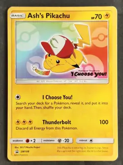 Ash's Pikachu SM108 Black Star Promo 'I Choose You' Pokemon Movie Card 2017 (MP) - Image 1