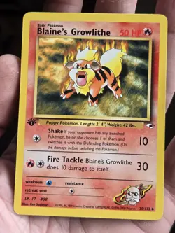 Pokemon Card - Gym Heroes 35/132 - BLAINE'S GROWLITHE (1st Edition) - Image 1