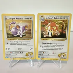 2 Card Lot Pokemon TCG 2021 Holo Lt. Surge's Rattata Raticate - Image 1