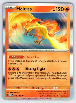 Moltres 146/165 2023 Pokemon 151 Set Pokemon Card TCG Nintendo Holo Rare - Nm - Image 1