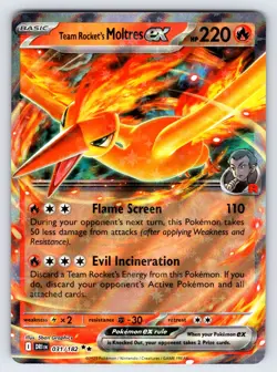 Team Rocket's Moltres ex 031/182 Destined Rivals Pokemon Card Ultra Rare Holo Nm - Image 1