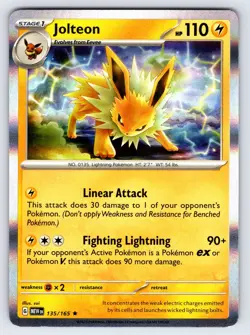 Jolteon 135/165 2023 Pokemon 151 Set Pokemon Card TCG Nintendo Holo Rare - Nm - Image 1