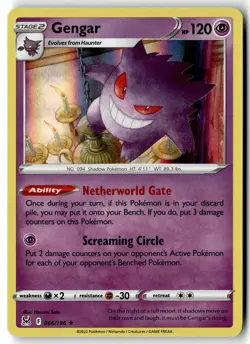 Pokemon Card Gengar LP SWSH11: Lost Origin Holo Rare 066/196 - Image 1