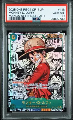 One Piece Card PSA10 Monkey D Luffy OP13-118 Comic Parallel 2025 Japanese - Image 1