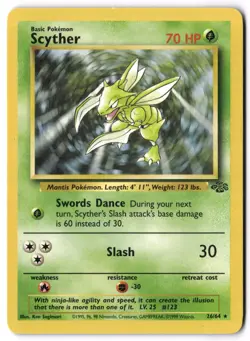 Pokemon Card - Scyther 26/64 Unlimited Non Holo Rare - Jungle - NM - Image 1