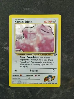 Pokemon TCG Koga's Ditto Gym Challenge 10/132 Unlimited Holo Rare - Image 1