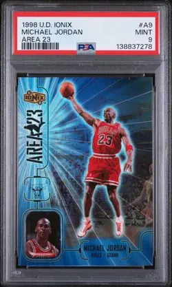 1998-99 Upper Deck Ionix MICHAEL JORDAN Area 23 #A9 Bulls PSA 9 - Image 1