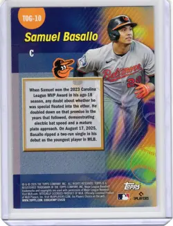 2026 Topps Series 1 Samuel Basallo Titans Of The Game Black 04/10 RC TOG-10 - Image 2