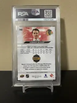2023-24 Upper Deck Extended Series #740 Connor Bedard Draft Day Outburst PSA 8 - Image 2