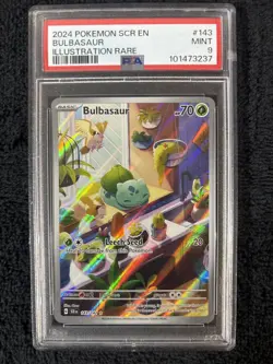 2024 Pokemon Stellar Crown SCR En Bulbasaur Illustration Rare #143 PSA 9 - Image 1