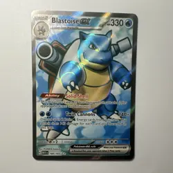 Pokemon TCG Blastoise EX Ultra Rare Full Art Holo 184/165 SV151 Stage 2 330 HP - Image 1