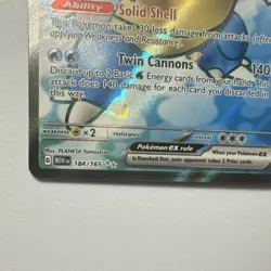 Pokemon TCG Blastoise EX Ultra Rare Full Art Holo 184/165 SV151 Stage 2 330 HP - Image 5