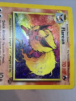 Pokemon TCG Flareon Jungle 3/64 Holo Unlimited Holo Rare 1999 HP POOR - Image 3