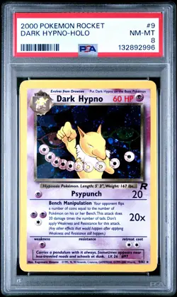 2000 POKEMON ROCKET #9 DARK HYPNO-HOLO PSA 8 - Image 1