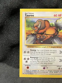 Pokemon Error Misprint Square Corner Cut 1999 Tauros Jungle WOTC Vintage Rare - Image 2