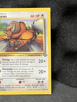 Pokemon Error Misprint Square Corner Cut 1999 Tauros Jungle WOTC Vintage Rare - Image 3