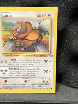 Pokemon Error Misprint Square Corner Cut 1999 Tauros Jungle WOTC Vintage Rare - Image 4